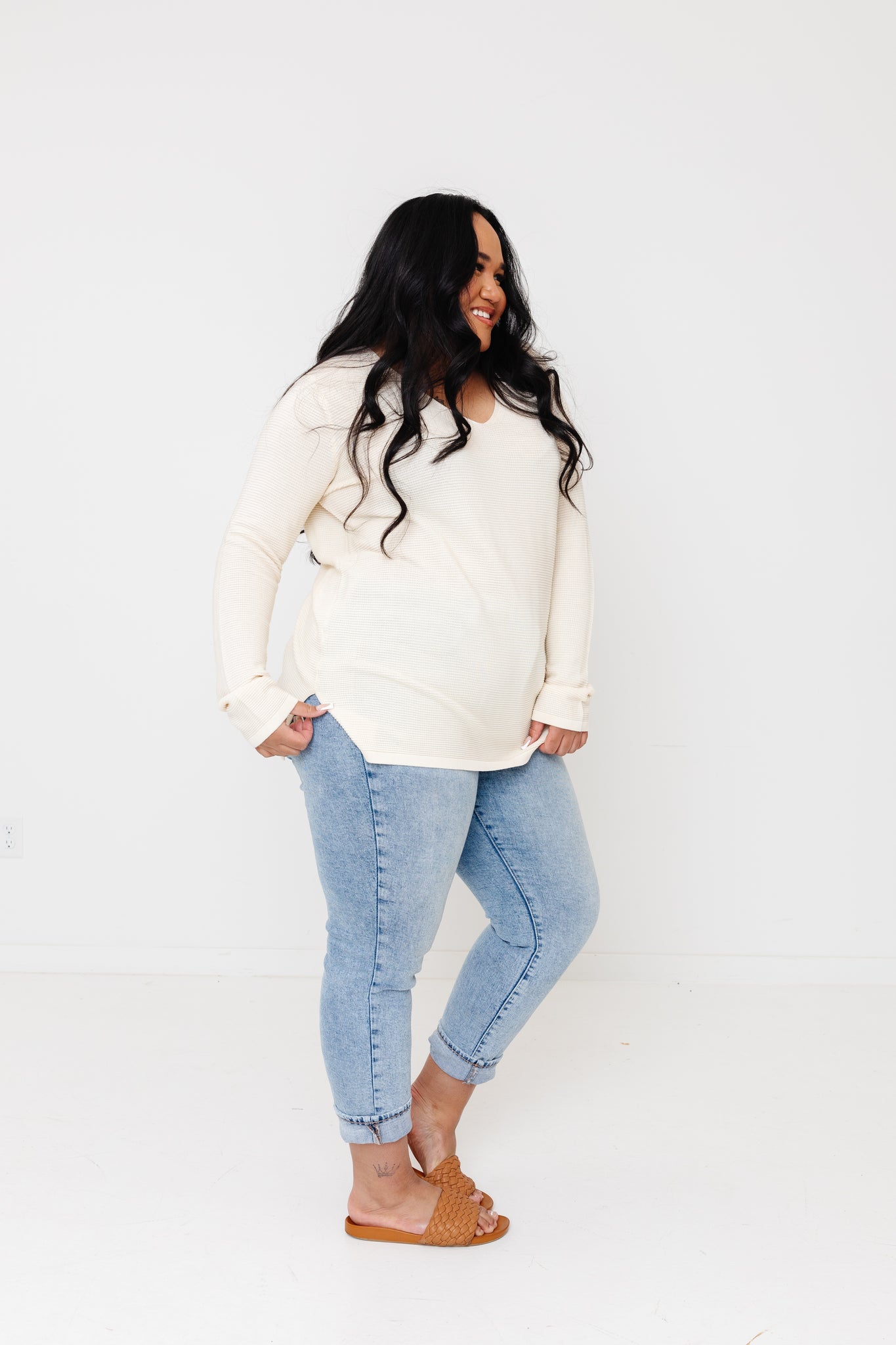 cable ribbed v-neck sweater